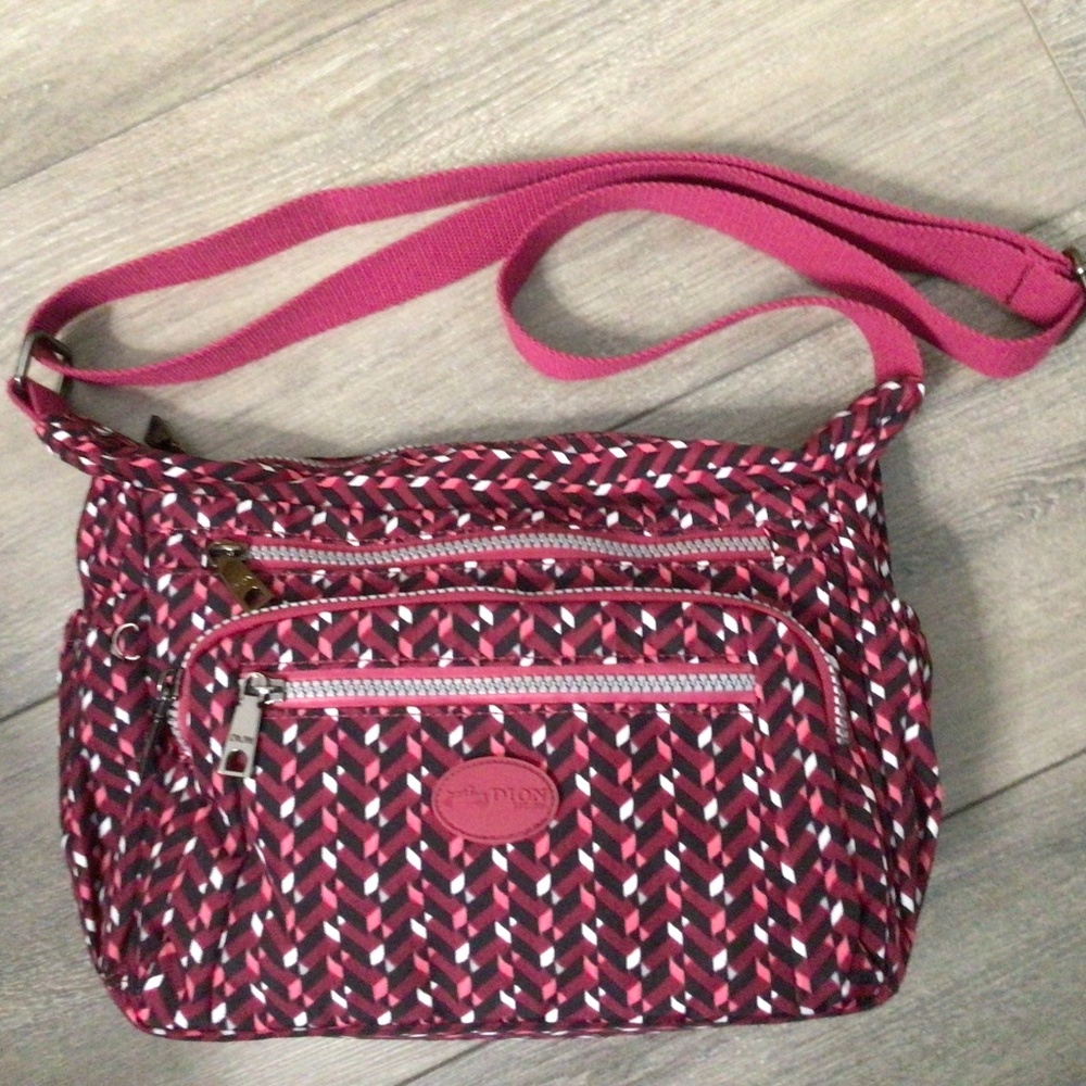 Vibrant Pink Patterned Crossbody Bag